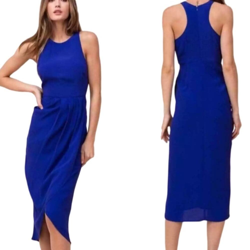 Yumi Kim Asymmetrical Ruched Midi Dress - Royal Blue Size L